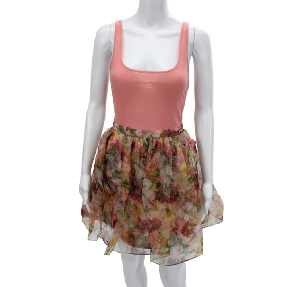 Alice + Olivia Women Fit & Flare Pink Silk Sleeveless Scoop Neck Dress Size 6